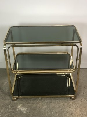 Italian Rolling Trolley in Gold Metal, 1980s-RWZ-1327702