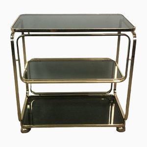 Italian Rolling Trolley in Gold Metal, 1980s-RWZ-1327702