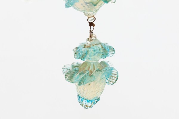 Italian Romantic Murano Blue Opal Glass Chandelier from Compagnia Di Venezia E Murano (C.V.M.), 1950s-KL-625303