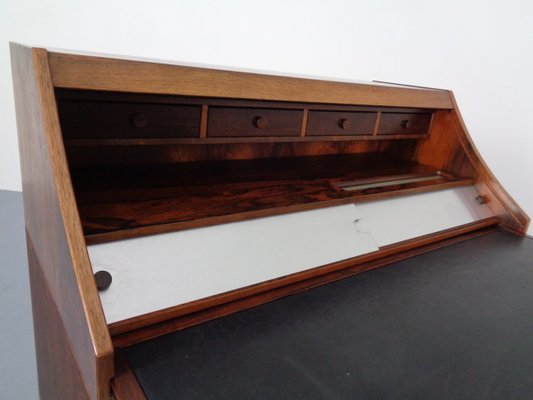 Italian Rosewood & Leather Tambour Writing Desk by Gianfranco Frattini for Bernini, 1964-RDW-999689