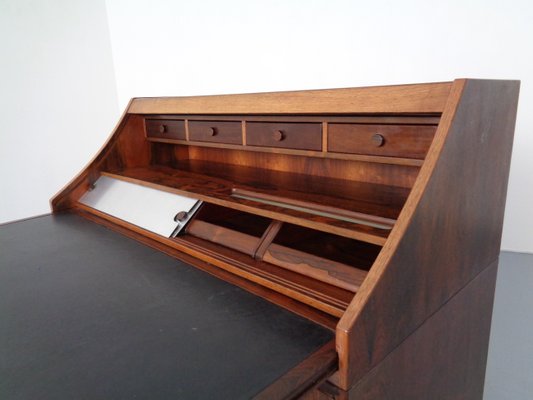 Italian Rosewood & Leather Tambour Writing Desk by Gianfranco Frattini for Bernini, 1964-RDW-999689