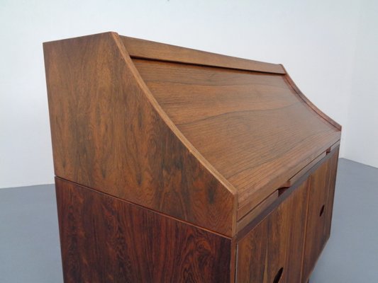 Italian Rosewood & Leather Tambour Writing Desk by Gianfranco Frattini for Bernini, 1964-RDW-999689