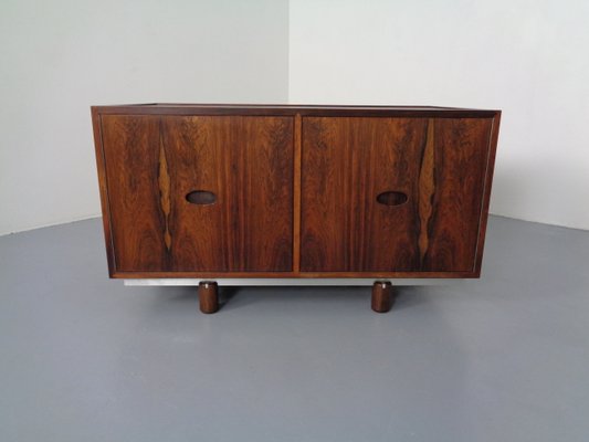 Italian Rosewood & Leather Tambour Writing Desk by Gianfranco Frattini for Bernini, 1964-RDW-999689