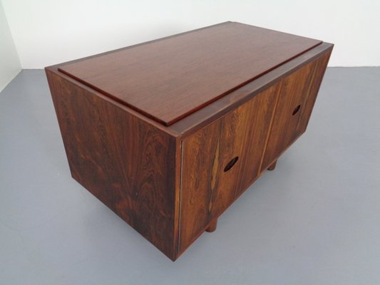 Italian Rosewood & Leather Tambour Writing Desk by Gianfranco Frattini for Bernini, 1964-RDW-999689