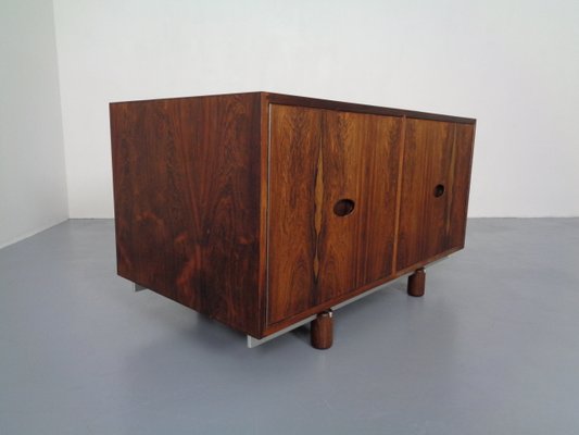 Italian Rosewood & Leather Tambour Writing Desk by Gianfranco Frattini for Bernini, 1964-RDW-999689