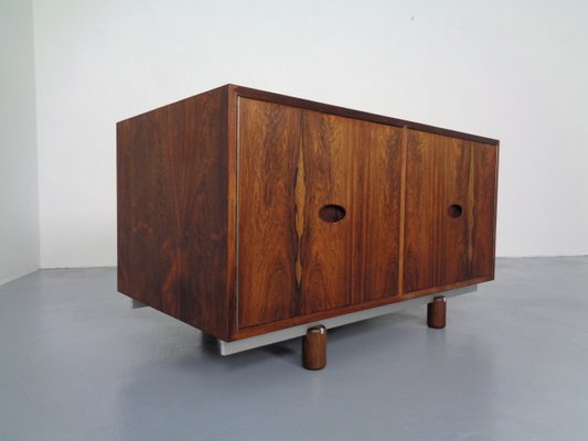 Italian Rosewood & Leather Tambour Writing Desk by Gianfranco Frattini for Bernini, 1964-RDW-999689