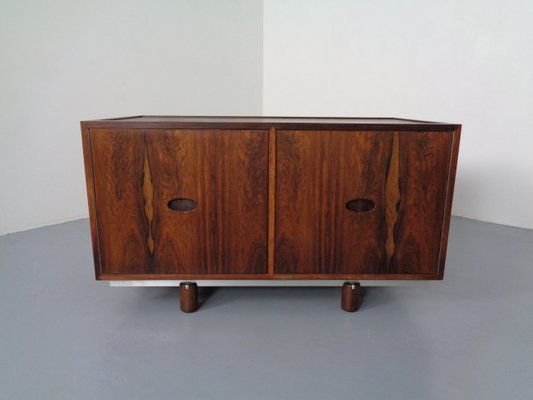 Italian Rosewood & Leather Tambour Writing Desk by Gianfranco Frattini for Bernini, 1964-RDW-999689