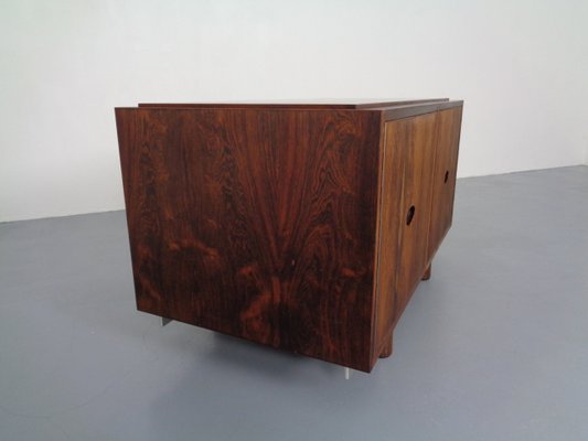 Italian Rosewood & Leather Tambour Writing Desk by Gianfranco Frattini for Bernini, 1964-RDW-999689