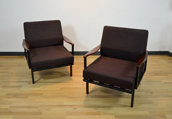 Italian Rosewood Model P24 Lounge Chairs by Osvaldo Borsani for Tecno, 1960s, Set of 2-QZZ-577025