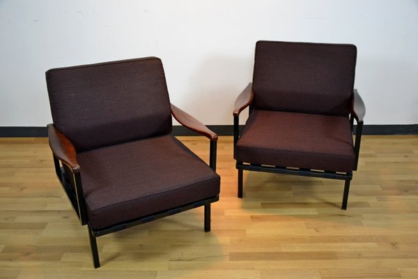 Italian Rosewood Model P24 Lounge Chairs by Osvaldo Borsani for Tecno, 1960s, Set of 2-QZZ-577025