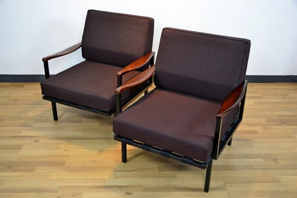 Italian Rosewood Model P24 Lounge Chairs by Osvaldo Borsani for Tecno, 1960s, Set of 2-QZZ-577025