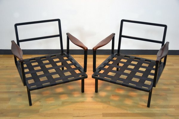 Italian Rosewood Model P24 Lounge Chairs by Osvaldo Borsani for Tecno, 1960s, Set of 2-QZZ-577025