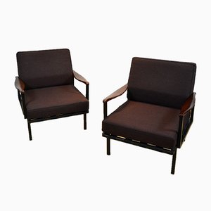 Italian Rosewood Model P24 Lounge Chairs by Osvaldo Borsani for Tecno, 1960s, Set of 2-QZZ-577025