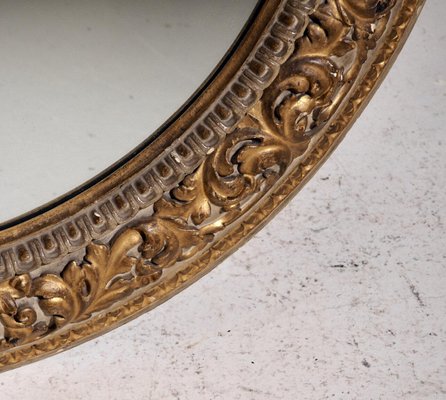 Italian Round Carved Mirror with Gilt-SA-1075675