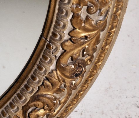 Italian Round Carved Mirror with Gilt-SA-1075675