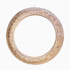 Italian Round Carved Mirror with Gilt-SA-1075675