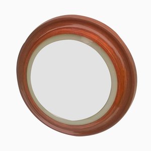 Italian Round Mirror with Teak Frame, 1960s-EI-165036