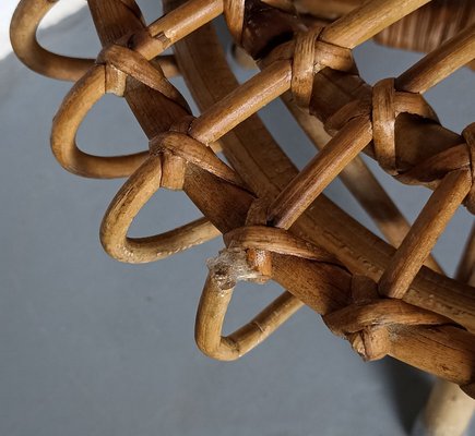 Italian Round Rattan and Bamboo Stool by Franco Albini, 1960s-LCV-1704860