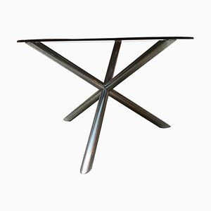 Italian Round Smoked Glass and Chromed Steel Dining Table, 1970s-GDD-1096854