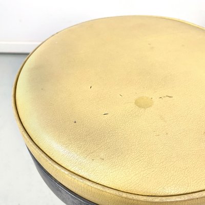 Italian Round Stool in Yellow Leather and Aluminium, 1940s-GDD-1797795