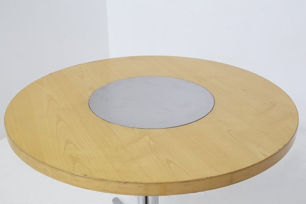 Italian Round Table in Steel and Wood by Gae Aulenti for Elam, 1950s-RCE-1435777