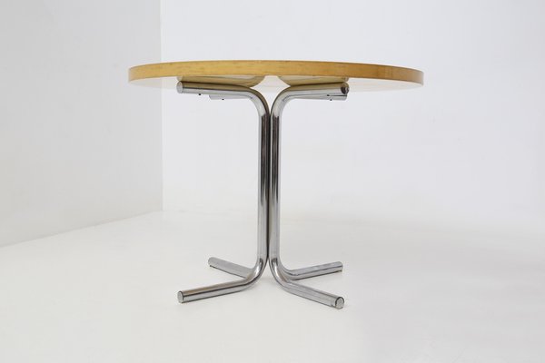 Italian Round Table in Steel and Wood by Gae Aulenti for Elam, 1950s-RCE-1435777