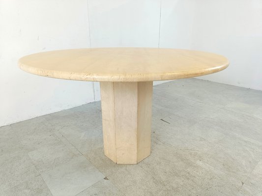 Italian Round Travertine Dining Table, 1970s-IRH-1818454