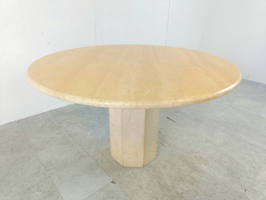 Italian Round Travertine Dining Table, 1970s-IRH-1818454