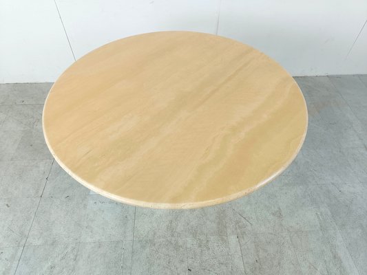 Italian Round Travertine Dining Table, 1970s-IRH-1818454