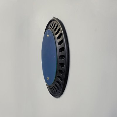 Italian Round Wall Mirror in Black Wood, 1950s-GDD-1817214