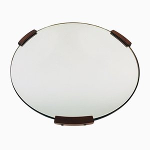 Italian Round Wooden Wall Mirror, 1960s-PUK-555392