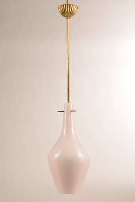 Italian Satin Pink Opaline Glass Ceiling Lamp, 1950s-RAQ-592369