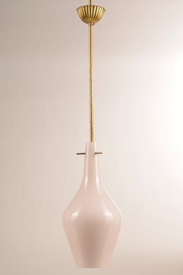 Italian Satin Pink Opaline Glass Ceiling Lamp, 1950s-RAQ-592369