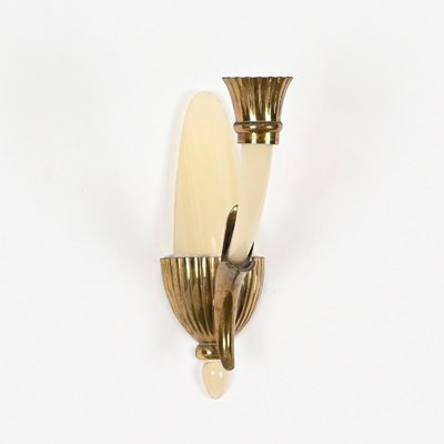 Italian Sconces in Ivory Murano Glass and Brass by Ulrich, Italy, 1940s, Set of 2-JDR-1799932