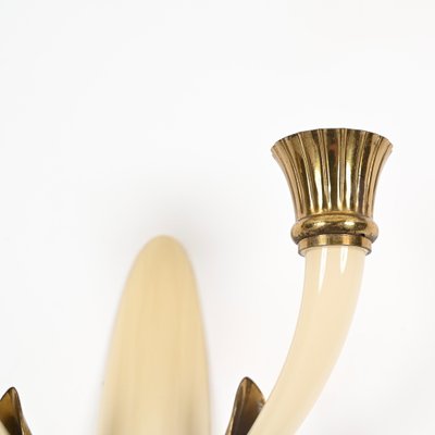 Italian Sconces in Ivory Murano Glass and Brass by Ulrich, Italy, 1940s, Set of 2-JDR-1799931