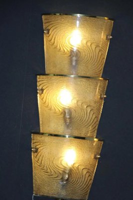 Italian Sconces in Textured Smoked Murano Glass and Brass, Set of 2-YF-2027661