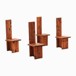 Italian Sculptural Italian Chairs in Pine, 1970, Set of 4-WXK-2021625