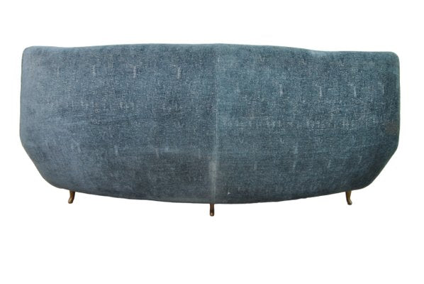 Italian Semicircular Sofa with Feet in Brass, 1950s-WFB-738673