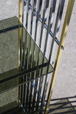 Italian Shelf in Chromed Metal, Brass & Glass, 1970s-EH-1407408