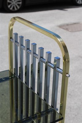 Italian Shelf in Chromed Metal, Brass & Glass, 1970s-EH-1407408