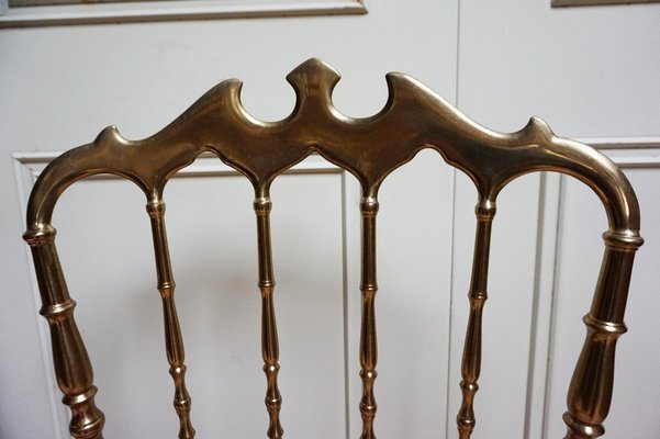 Italian Side Chairs in Golden Brass by Giuseppe Gaetano Descalzi for Chiavari, 1950, Set of 2-EA-1276004