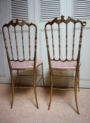 Italian Side Chairs in Golden Brass by Giuseppe Gaetano Descalzi for Chiavari, 1950, Set of 2-EA-1276004