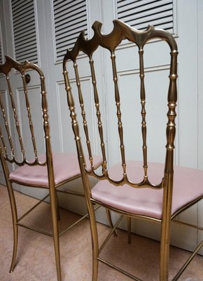 Italian Side Chairs in Golden Brass by Giuseppe Gaetano Descalzi for Chiavari, 1950, Set of 2-EA-1276004