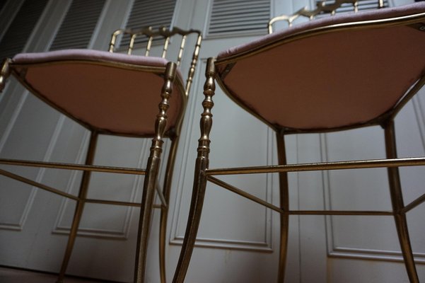 Italian Side Chairs in Golden Brass by Giuseppe Gaetano Descalzi for Chiavari, 1950, Set of 2-EA-1276004