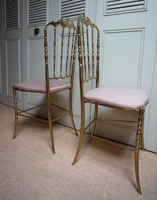 Italian Side Chairs in Golden Brass by Giuseppe Gaetano Descalzi for Chiavari, 1950, Set of 2-EA-1276004