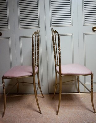 Italian Side Chairs in Golden Brass by Giuseppe Gaetano Descalzi for Chiavari, 1950, Set of 2-EA-1276004