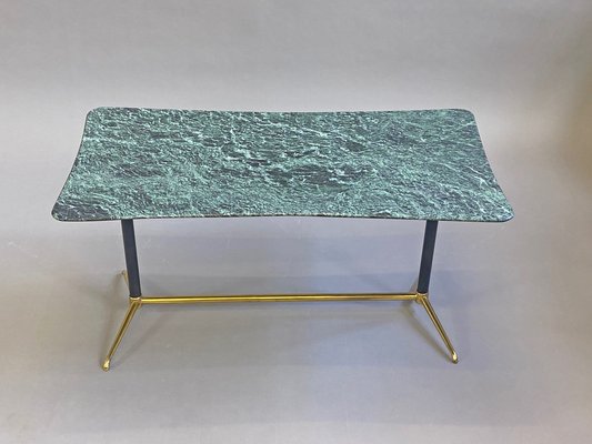 Italian Side Table in Brass and Marble, 1950s-BHV-1336670