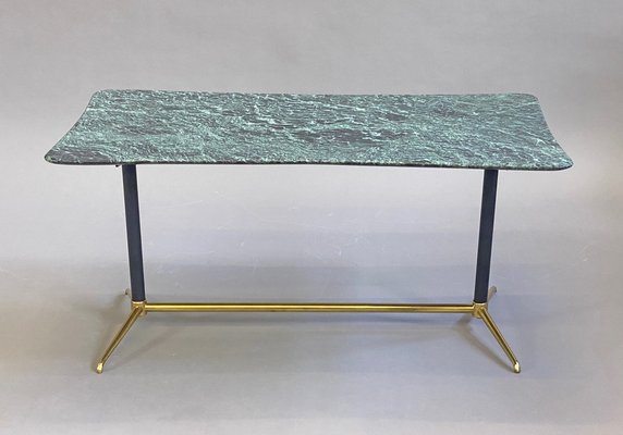 Italian Side Table in Brass and Marble, 1950s-BHV-1336670