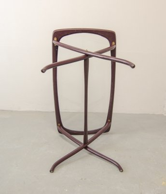 Italian Side Table with Wooden Scissor Frame & Glass Top, 1950s-IXC-892900