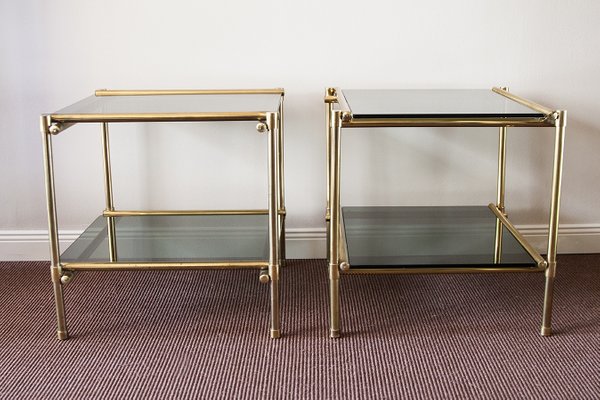 Italian Side Tables in Brass, 1970, Set of 2-MMH-1344435